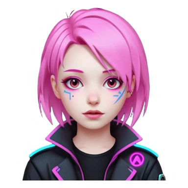 girl neon cyberpunk sticker