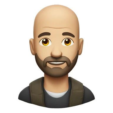 bald man with beard portrait with crooked halo sticker