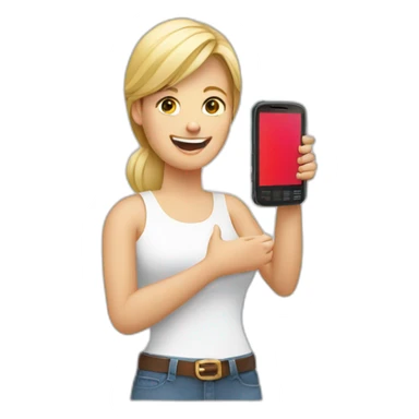 Rubia con celular motorola en la mano sticker