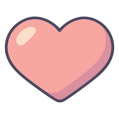 plump heart elongated horizontally, icon-color-outlined style, no stripes or decoration, only shape, detailed shadows and highlights, thin clean contours, soft rounded shapes, pastel palette #98B5BC, #B5B3C1, #C9A3C9, #E4C0CA, #F7DCD1, #F7C0AA, modern Japanese pop art and sticker aesthetic, soft lighting, transparent background sticker