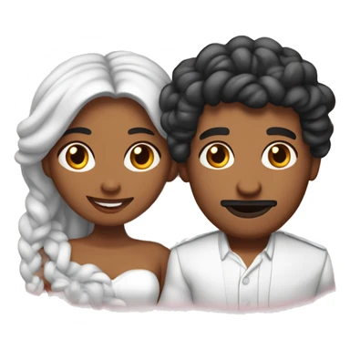 pareja de novios, chico dominicano mulato con trenzas y chica blanca con pecas, pelo por los hombros ondulado  sticker