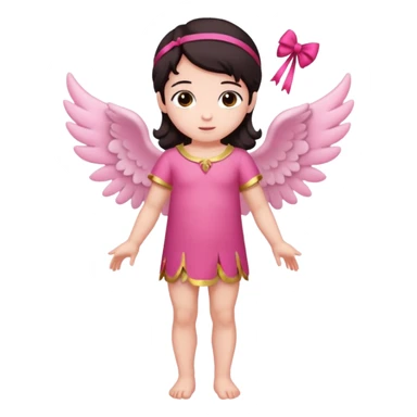 Full body Cupid in pink with a bow and dark hair sticker