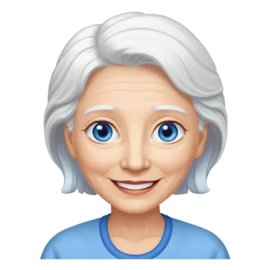 abuela con ojos azules, pelo blanco, tez blanca sticker