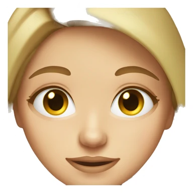 White girl emoji with straight long light brown hair and light green eyes sticker