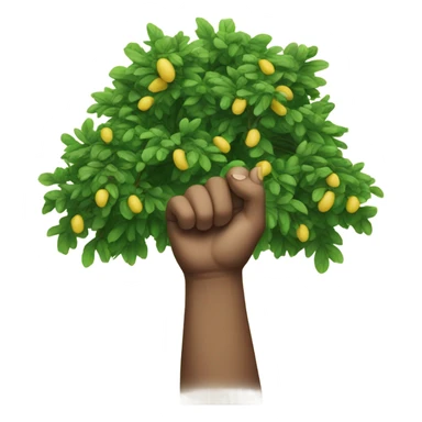 hand touching the tree sticker