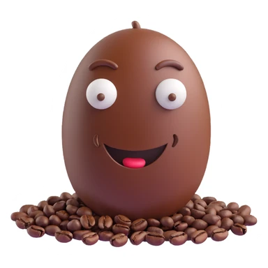 A coffee bean with a face, anthropomorphized to look like a man sticker