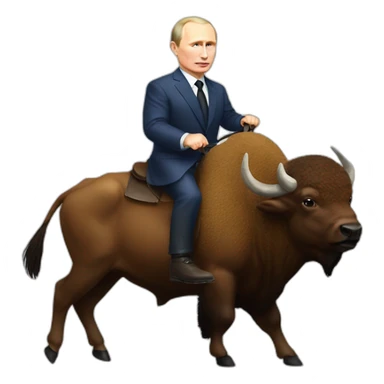 Putin ridding a bison sticker