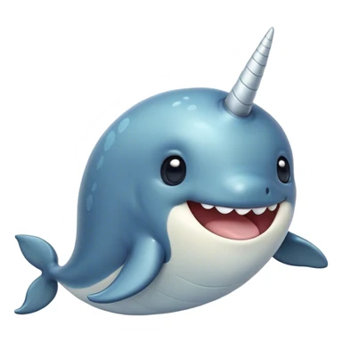 Cinematic Comical Cute Narwhal Portrait Emoji, Head tilted dramatically with an exaggeratedly amused expression, featuring a uniquely curved tusk, a sleek body with wide, comically expressive eyes brimming with playful disbelief, Simplified yet hilariously expressive features, highly detailed, glowing with a slightly sassy oceanic glow, high shine, dramatic yet playful, stylized with an air of cheeky marine mischief, soft glowing outline, capturing the essence of a meme-worthy cute narwhal that looks ready to side-eye its way into viral fame! sticker