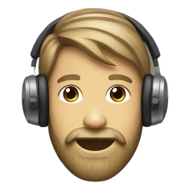 bearded boy with headphones  sticker
