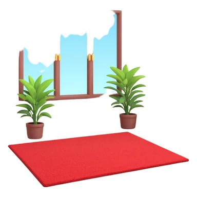 a carpet on the floor in a room, with a window and a plant sticker
