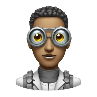 Psychotherapist cyborg with artificial eye sticker