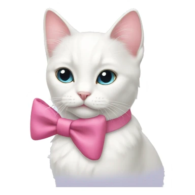 a white cat with a pink bow  sticker