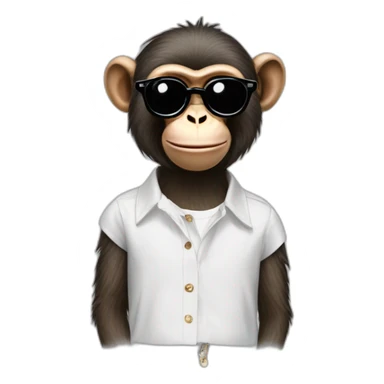 monkey with glasses and Balenciaga clothing sticker