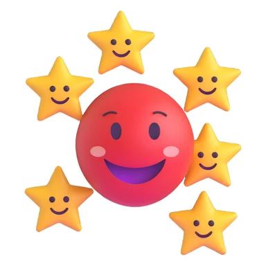 smiling face with smiling eyes and four stars sticker