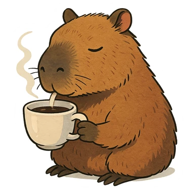 capybara drinking coffee sticker