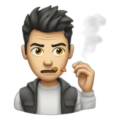 Smoker with smash eye and cigarette sticker