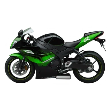 A 2006 kawsaki ninja z66r painted black and green sticker