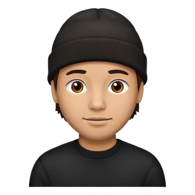 A hispanic man with a beanie sticker