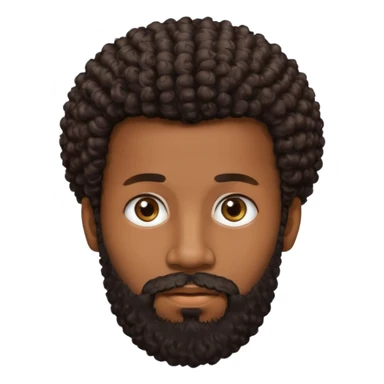 Dark brown skin man with beard and a tiny curly  Afro fade with dark dark brown eyes  sticker