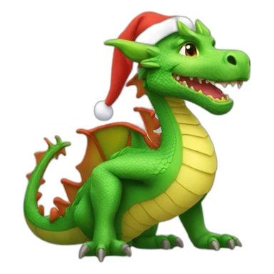 green dragon with Santa new year hat sticker