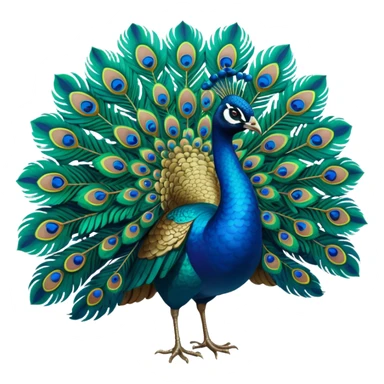Hyperrealistic Peacock Begonia, with the most incredible iridescent green teal, blue, markers on his Hyperrealistic multidetailed, bold, bright, gorgeous lush open feathers, isolated, 3d render, 16k, 600 dpi sticker
