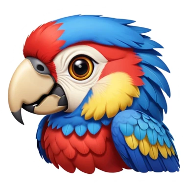 Cinematic Realistic Comical Macaw Portrait Emoji, Head tilted dramatically with an exaggeratedly amused expression, featuring a striking array of vividly detailed scarlet and blue feathers with bold natural accents and wide, expressive eyes full of playful disbelief, rendered with lifelike texture and vibrant hues, high shine, dramatic yet playful, styled with an air of cheeky avian mischief, soft glowing outline, capturing the essence of a spirited and over‐the‐top macaw that looks ready to flap its way into viral fame! sticker