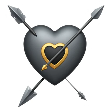 Black heart with cross arrow. Don't use red colour . Use normal Arrow which goes from one side and come out of other  sticker
