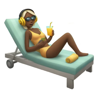 Relaxing by the pool listening to music sticker