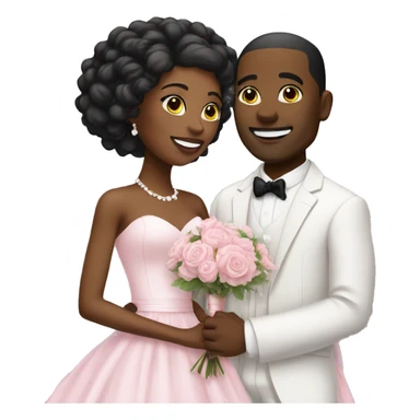 Pink wedding black couple sticker