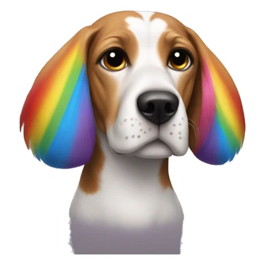 Beagle with a rainbow clown wig sticker