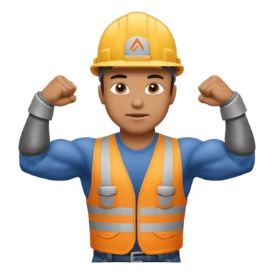 construction worker flexing his muscles sticker
