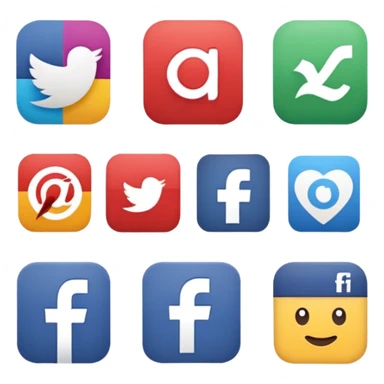 Socail media sauare emoji style icons 
Creat the quadrant with the logos of FB, X, Trustpilot, Instagram, Youtube, Linkedin sticker