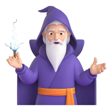 person with open palm hand toward viewer, mage casting spell, wrathful face, lightning in background sticker