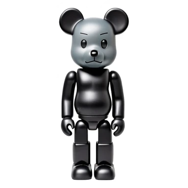 Bearbrick figure with signature KAWS X eyes, simplified toy bear shape with articulated limbs sticker