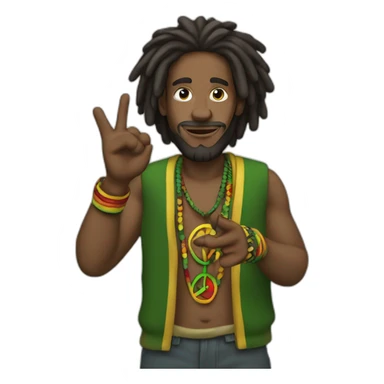 Rasta man in  with peace hand sticker