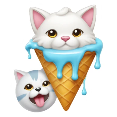 gato y perro comer helado sticker