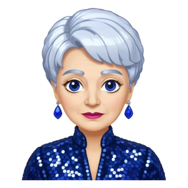 Madame Morrible from The Wizard of Oz with white hair, indigo sequin outfit sticker
