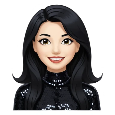 Janet Planet, Female Electropop Singer from Confidence Man with long black hair, black sequin outfit sticker