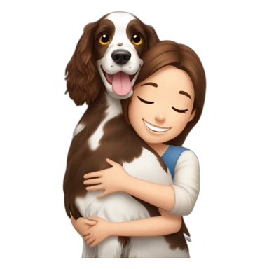 Springer spaniel with girl hug sticker