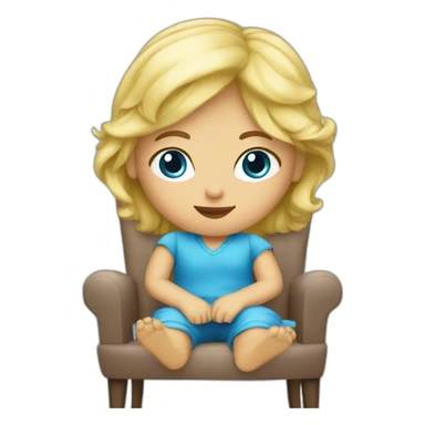 Blonde girl Blue eyes in chair sticker