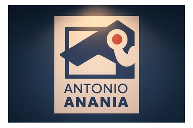 su questo stile fai un manga/webtoon a colori in cui mostri quella parete dietro dello studio con il suo logo e la scritta "ANTONIO ANANIA" SOTTO IL LOGO, LUCE CHE ILLUMINA IL LOGO sticker