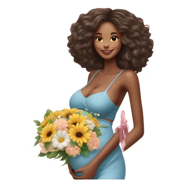 Photo of a Victoria secret model pregnant posing with flowers at her baby shower  sticker
