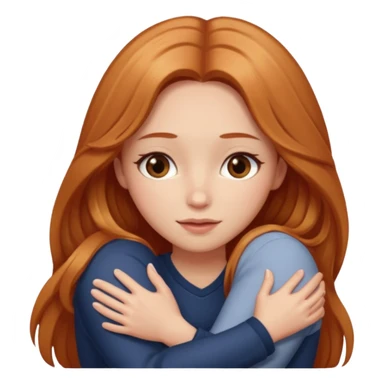 girlfriend with long dark strawberry blonde hair middle part with brown eyes giving hug sticker