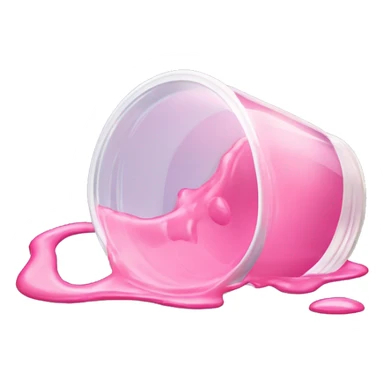 spilled sippy cup with pastel pink liquid and a distorted reflection sticker