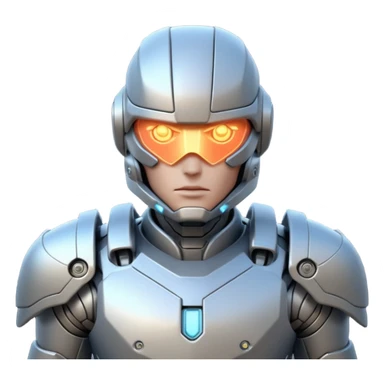 mechanical armored man portrait, head and shoulders only, futuristic metal armor, glowing energy lines, robotic shoulder plates, intense expression, sci-fi warrior vibe, 3D cartoon style, mobile game icon style, clean background, no text, no watermark
  sticker