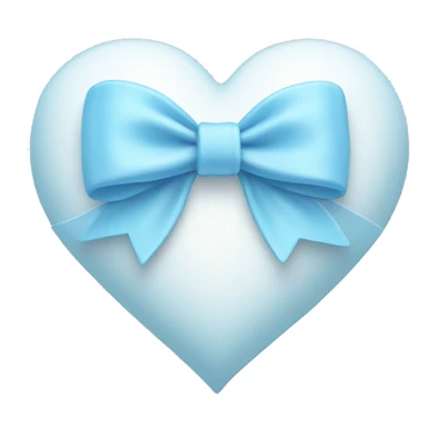 White heart with baby blue bow  sticker