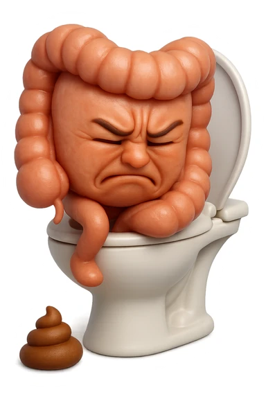 SU QUESTO STILE FAI UN EMOJI STILE IPHONE 3D DI UN INTESTINO CHE sta seduto sul wc e davanti ha una montagnetta di feci a palline stile emoji iphone, FAGLI UN ESPRESSIONE di dolore mentre si sforza E FALLO MOLTO REALISTICO IN 3D sticker