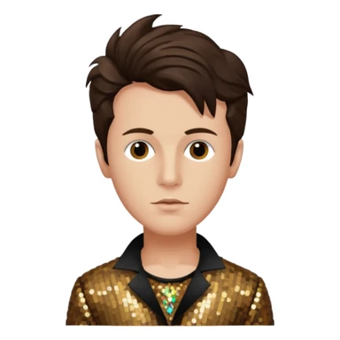 Arthur Rimbaud with dark brown hair, bronze sequin outfit  sticker