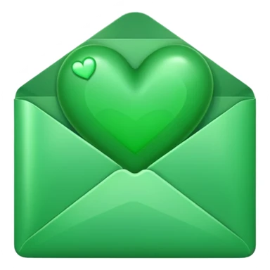 a letter sealed with a green heart, clear and simple sticker