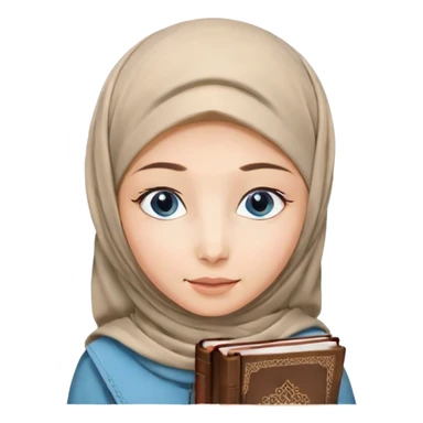 Turkish blonde lilacs design Hijabi girl with blue eyes and beautiful finish reading quran sticker